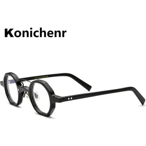 Konichenr Acetate Titanium Glasses Frame Men 2021 New Vintage Polygon Prescription Eyeglasses Women Optical Spectacles Eyewear