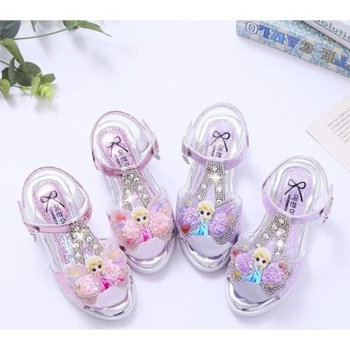 Disney Summer New Girls Sandals Little High Heels Girls Princess frozen elsa Rhinestone Fashion Comfortable Children Sandals