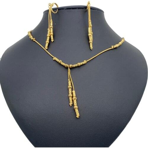 Fashion Dubai Jewelry African Round bead set Habesha Nigerian Necklace Earrings Ethiopian Bride Jewelry Sets for women/girls