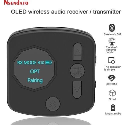 CSR Bluetooth 5.0 OLED Display Music Audio Transmitter Receiver 3.5mm AUX Jack SPDIF Stereo Music Wireless Adapter for TV Car PC