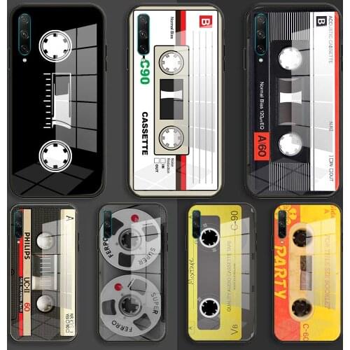 Soft Glass Case For Huawei Honor 30 20 10 Lite Pro 10i 20i 9a 8a 8x Balck Cover Retro Cassette Tape