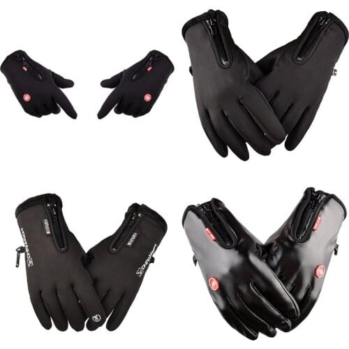 Outdoors Men And Women With Zipper Motion Black Windproof Waterproof Gloves Mountaineering Skiing Keep Warm Glove