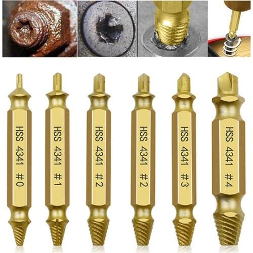 6pcs Damaged Screw Extractor Drill Bits Guide Set Broken Speed Out Easy out Bolt Screw High Strength Remover Tools