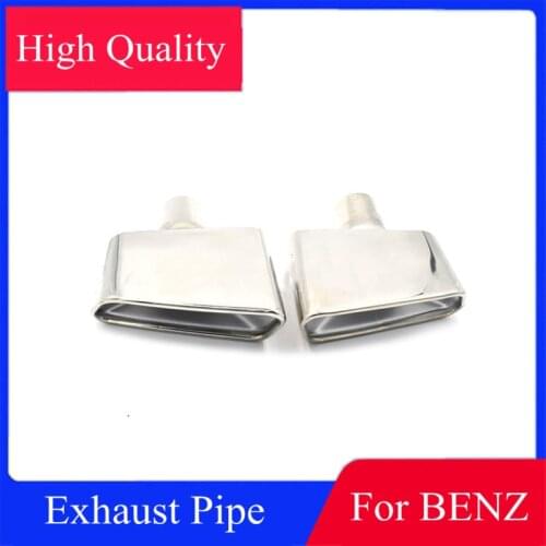 2 PCS Square Tube Nozzle Silver Stainless Steel Exhaust Muffler Tail Tip For BENZ S Class W221 S350 S300 S500 Car Styling
