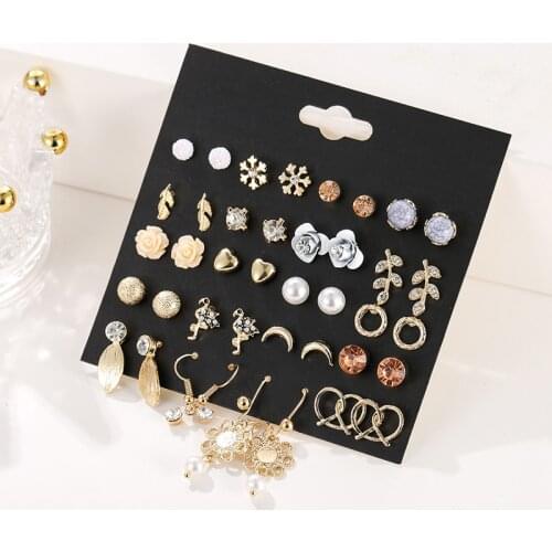 New Trendy Mixed Small Resin Flower Piercing Ball Stud Earring for Women Girl Fashion Crystal Pearl Wedding Earring Accessories