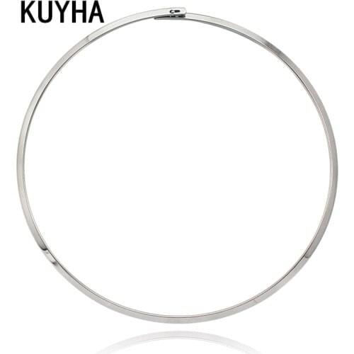 Stainless Steel Necklace Round Statement Punk Style Choker For Girl Boy Femme Jewelry Bijoux Collares