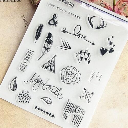 PANFELOU Roses feathers Transparent Clear Silicone Stamp/Seal for DIY scrapbooking/photo album Decorative clear stamp sheets