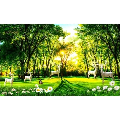 Custom photo wallpaper for walls 3 d cartoon murals deer forest natural scenery background tree mural background wall papers
