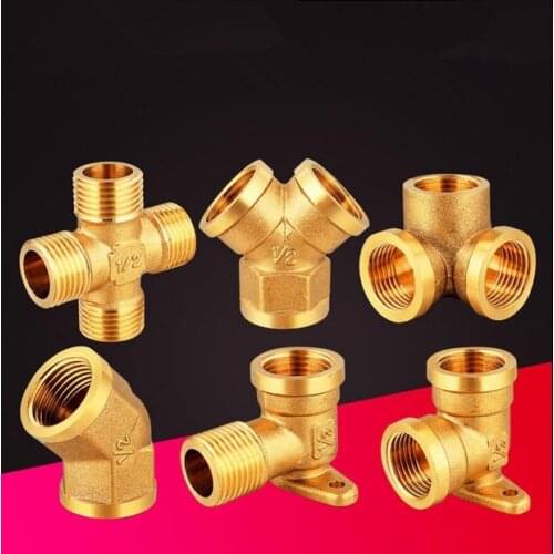 Cross Angle 45 degrees of copper BSP 1/2" (Male Female) thread 4 way with the base tube pipe fittings Hose adapter