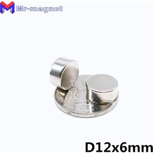 50pcs Good quality 12x6mm magnet Super strong neo neodymium disc magnet N35 Neodymium magnet projects Diameter 12*6mm D12x 6mm