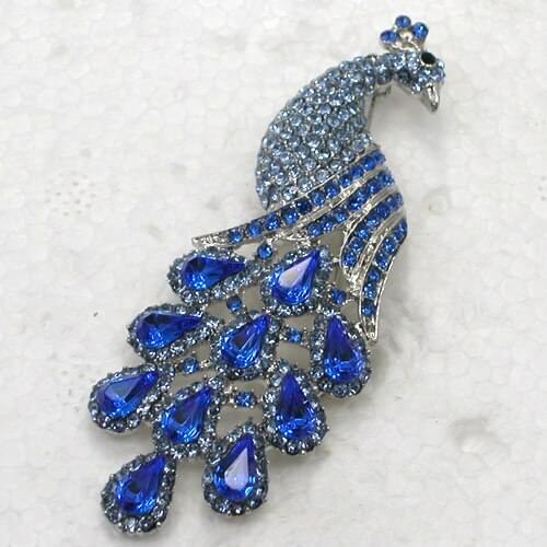 Wedding party jewelry brooch Blue Rhinestone Peacock Pin brooches C250 B