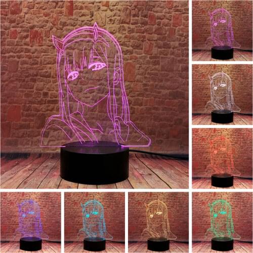 Darling In The Franxx 3D Illusion LED Desk Nightlight Colorful Changing Sleeping Lamp Zero Two Anime action & toy figures