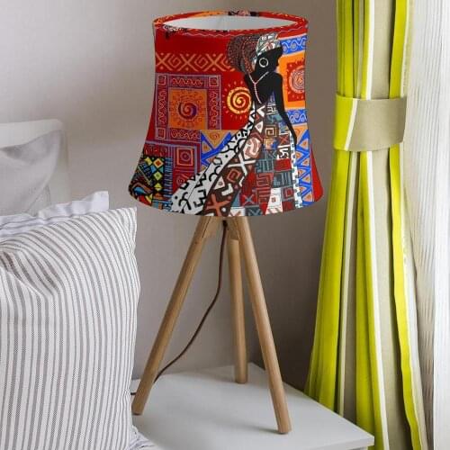 Home Bedroom Decoration African Print Modern Chandelier Lamp Shades Barrel Shape Two Size Lampshade for Table Lamp Light Covers