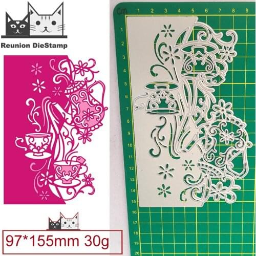 2021 Cut Die Teapot Teacup Pour Water Lace Metal Cutting Dies DIY Scrapbooking Steel Craft Die Cut Embossing Paper Cards