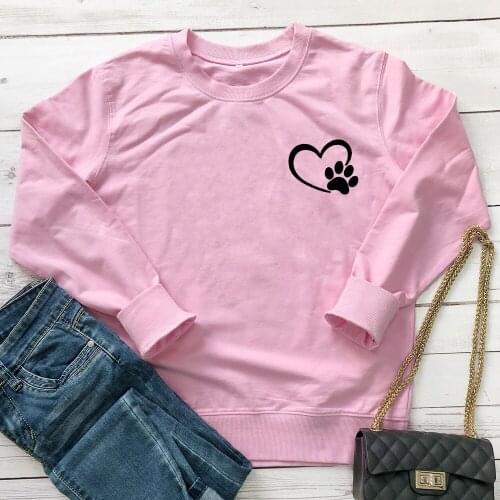 Cute Dog Paw Pocket Printed Sweatshirt Funny 90s Dog Mom Gift Pullovers Harajuku Women Long Sleeve Graphic Jumper Sweatshirts