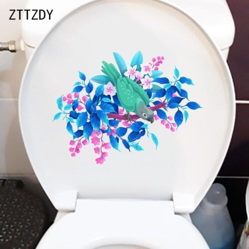 ZTTZDY 26.7CM×20.4CM Parrot Cartoon WC Toilet Decoraiton Fashion Home Room Wall Stickers Decals T2-1042