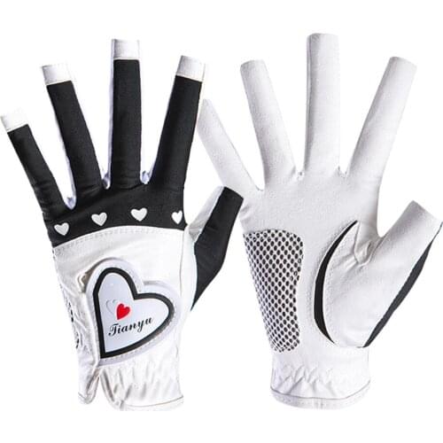 1Pair Women Golf Gloves Fingerless Sport Gloves Ladies Girls Granules Anti-Skid Glove Left And Right Hand Mittens