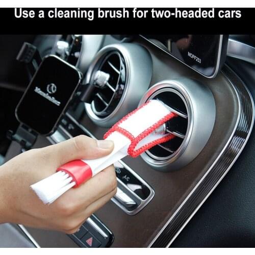 1Pcs Durable 2 In 1 Double Slider Car Air-conditioner Outlet Cleaning Tool Outlet Window Cleaning Multi-purpose Brush Car Wash