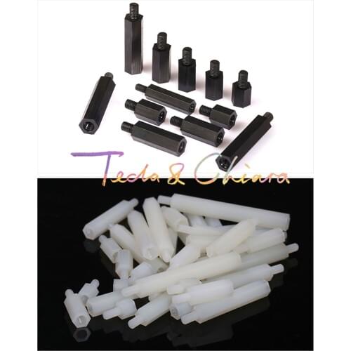 10Pcs M3 x 35mm + 6mm White Black Plastic Nylon Plastic Standoff Hex Column Support Male-Female Spacer Phillips Head Screw
