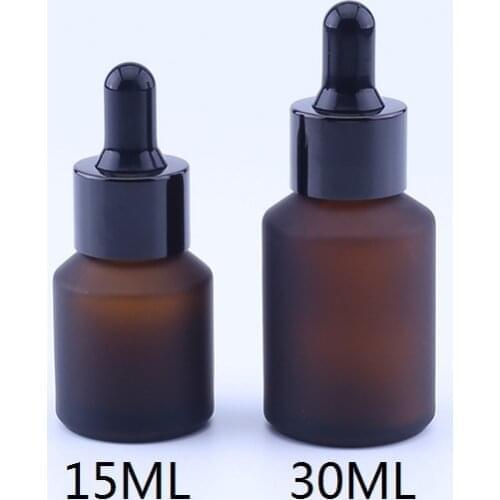 15ml 30ml empty cosmetic essential oil packaging oblique amber glass dropper bottle
