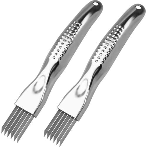 2 Pack Shred Silk the Knife Stainless Steel Scallion Cutter Vegetable Onion Garlic Cutter Green Onion Cutter Slicer