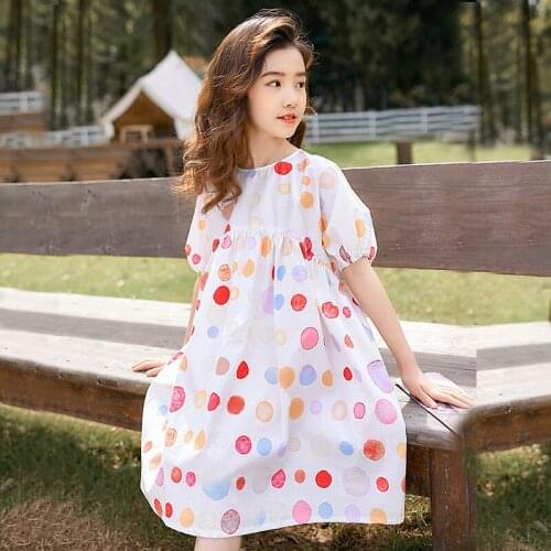 2021 New Teens Girl Princess Dress Summer White 100% Cotton Kid Girls Dresses Children Party Clothes Children Fashion