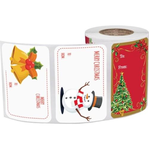 250pcs/roll 5*7.5cm Christmas Gift Name Tags XMAS Stickers 6 Designs AdhesivePresent Seal Labels Christmas Decals Gift Packag