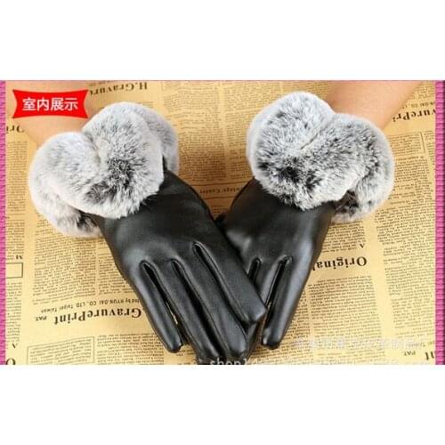 50pairs/lot Women Winter Gloves Touch Screen Gloves PU leather Female wrist gloves 5colors