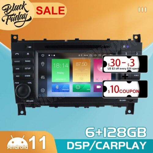 Android 11 6G+128G Carplay For Mercede-Benz C-Class W203 2004 - 2007 GPS Car Navigation Multimedia Video Stereo DVD Player Radio