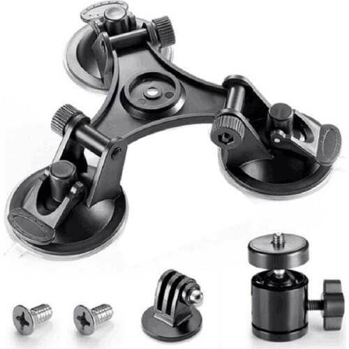 Top Deals Car Holder Triple Vacuum Suction Cup Mount for DJI Osmo Pocket Camera Stabilizer Accessory with Expansion Adapter