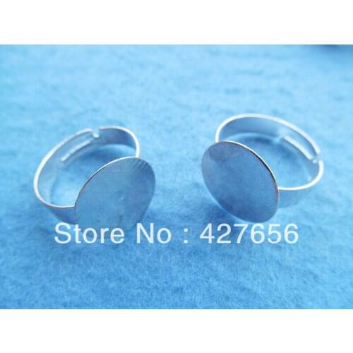 Bling Adjustable Silver tone/White K Round Base Setting Tray Blank Rings,fit Cameo Cabochon,DIY Accessory Jewelry Making