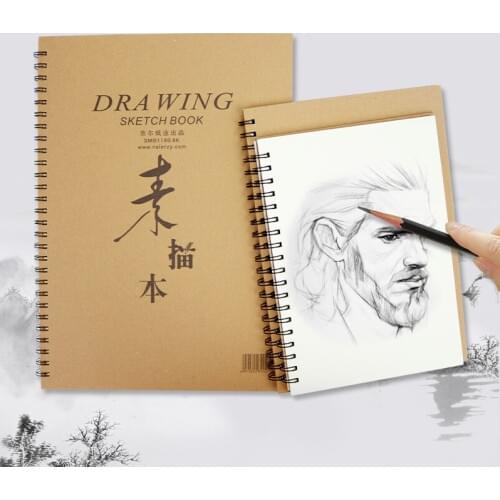 Kraft Paper Sketchbook 16K/A4/8K Diary Drawing Painting Graffiti Blank Paper Spiral Book Coil Notebook Memo Pad Student Supplies