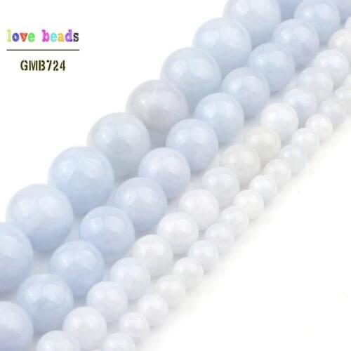 Light Blue Grey Jades Beads for Jewelry Making 15 Inch DIY bracelets for women 4/6/8/10mm