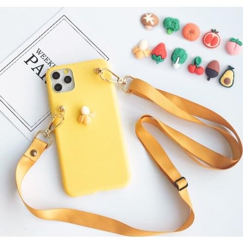 Candy Crossbody Strap Lanyard Soft TPU Case For Huawei P40 P30 P20 Lite P10 Plus Mate 30 20 10 9 Pro Nova 3e 4e Cute Banana Capa