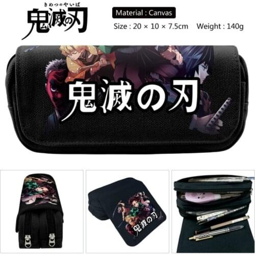 Demon Slayer Kimetsu No Yaiba Kamado Nezuko Tanjirou Cosplay Canvas Pen Pencil Case Zipper Stationery Box Gift
