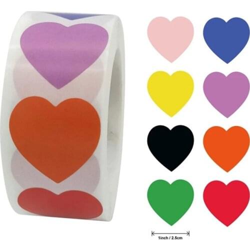 25mm Chroma Heart Round Shape Sealing Label Stickers Color Code Dot Labels Stickers Red,blue,pink,black,Stationery Decor Sticker