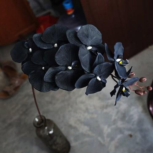 Artificial Flower Black Butterfly Orchid Silk Phalaenopsis For Wedding Christmas Home Decoration Garden Potted Fake Plant