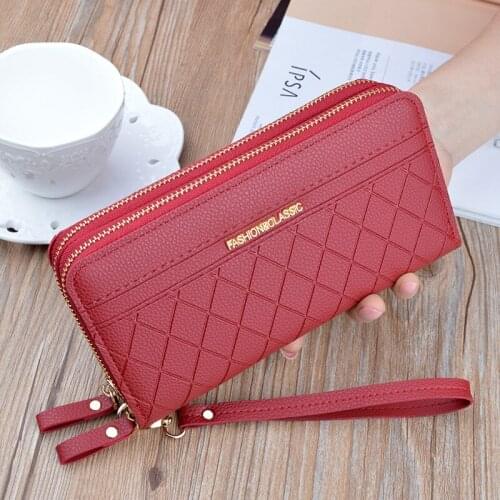 2021 new double zipper hand wallet lady wallet long fashion large capacity double wallet mobile phone small bag