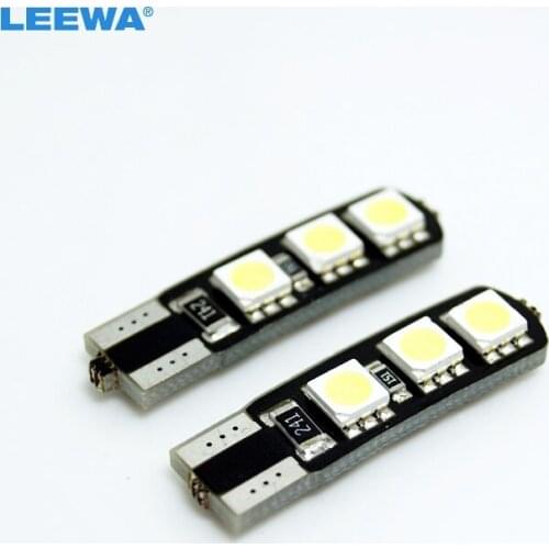LEEWA 50PCS Car DC12V T10 W5W 168 194 5050 6 SMD No Error Canbus LED Bulb Lights White #CA4300
