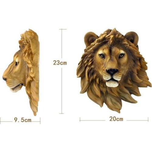 LION, TIGER, BEAR, WOLF, LEOPARD HEAD SCULPTURE STATUE WALL MURAL ANIMAL SIMULATION RESIN LANGTOU ROOM DECOR MODEL DECORATION