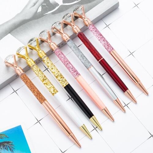 1 Pieces Lytwtws Metal Office School Stationery Office Supply Luxury Spinning Diamond Rose Gold Wedding Ballpoint Pen