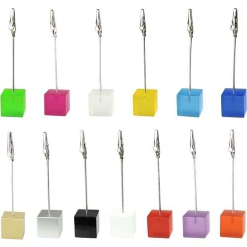 Metal Crocodile Clip Resin Block Base Mini Portable Card Note Picture Memo Photo Clips Holders Office Table Decor Party Favor#58