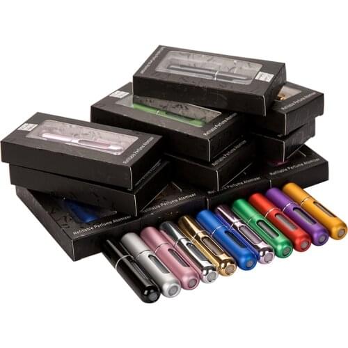 MUB - 10pcs 5ml Black Perfume Bottle Blister Card DIY Spray Atomizer Perfume Bottle Package Box Travel Perfume Bottle Package