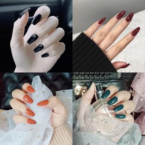 Wind Nail Piece Finished Coffin Piece Ballet Nail Piece Art Design Solid Color Trapezoidal False Nail Piece Nail Ornament