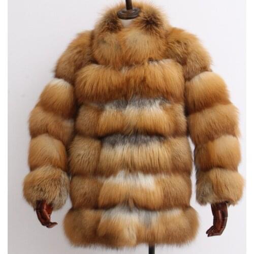 New Style Real Fur Coat 100% Natural Fur Jacket Female Winter Warm Leather Fox Fur Coat High Quality Fur Vest Free Shipping
