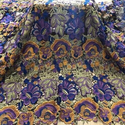 New fashion show mixed colors Hollow embroidered lace fabric for dress by the yard