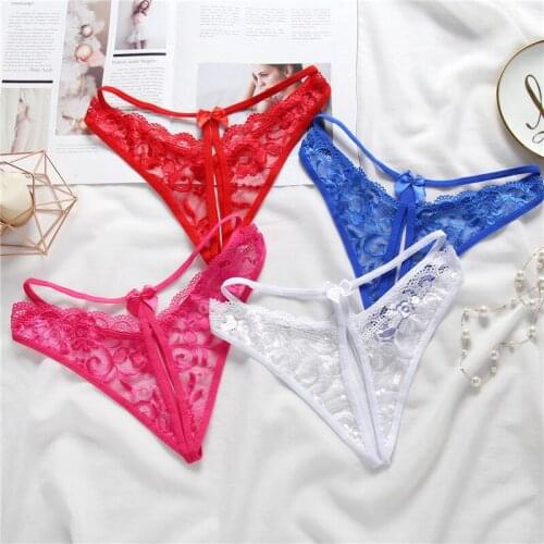 Transparent lace hollow temptation sexy underwear ladies Japan and South Korea cute hip thong low waist sexy T pants