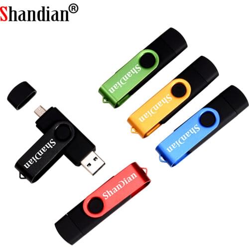 SHANDIAN OTG USB Flash Drive Metal Pen Drive 2.0 64GB 32GB 4GB pendrive external storage memory stick 16GB 128GB 8GB Micro USB