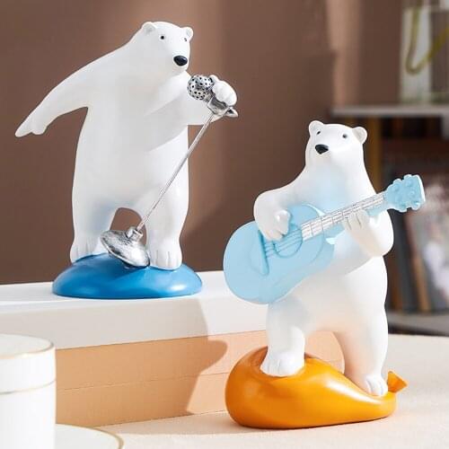 Nordic Modern Creative Resin Material Music Little White Bear Ornaments Bedroom Porch Gifts for Friends Home Decoration Crafts