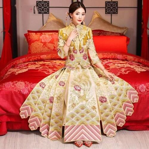 Dragon And Phoenix A Show Grain Bride Full Dress The Wedding Dress Wedding Dress Chinese Style Marry Xi Xiu Xiu Wo